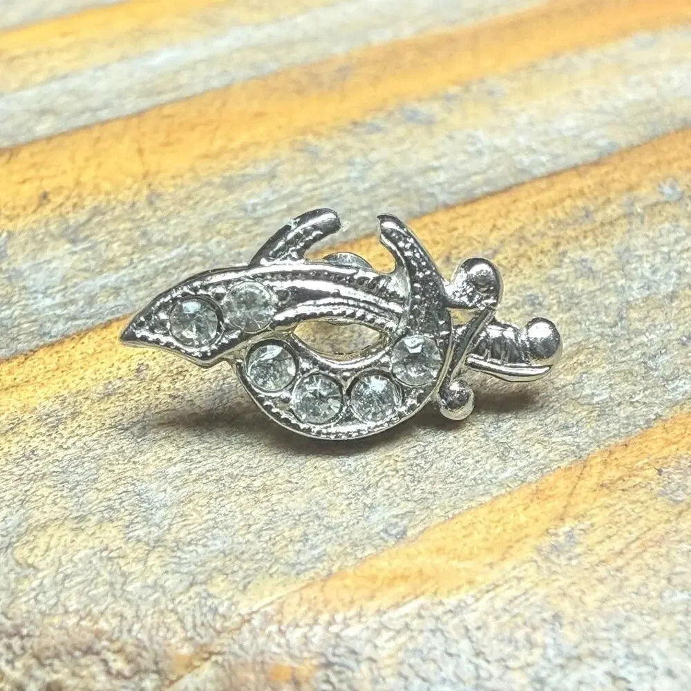 Vintage Sterling Freemason Masonic Shriner Logo Scimitar Crescent Lapel Pin